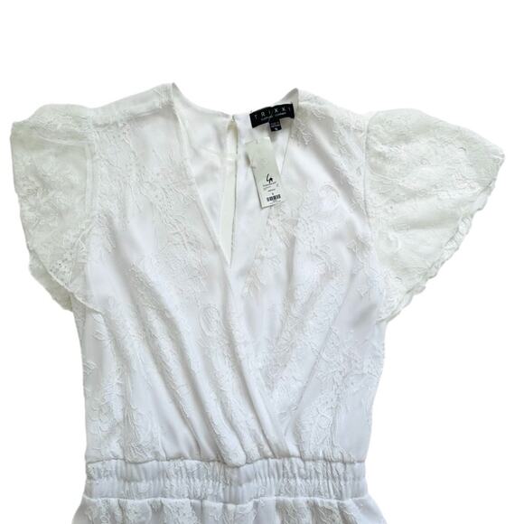Trixxi Romper White Lace V-Neck Short Sleeve Lined Romper Size Small NEW - Picture 6 of 12